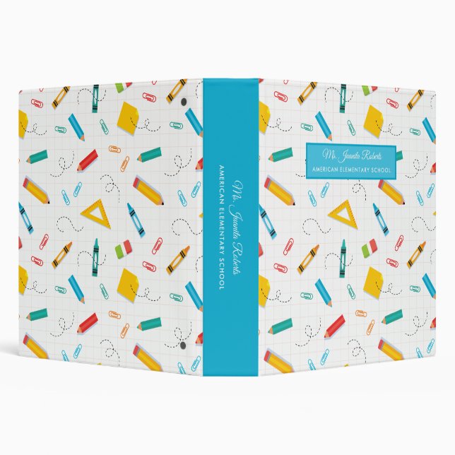 School Supplies Pattern 3 Ring Binder (Background)