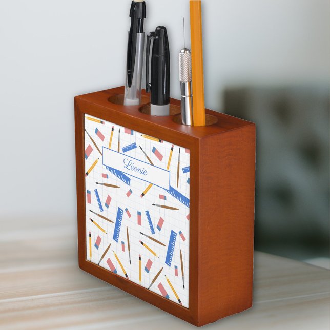 School Supplies Pattern Desk Organizer (School Supplies Pattern Desk Organizer)