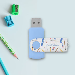 School Supplies Pattern Flash Drive