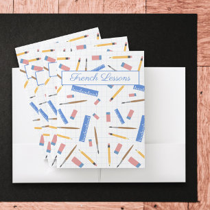 School Supplies Pattern Pocket Folder
