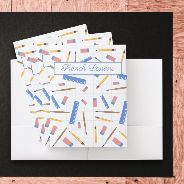 School Supplies Pattern Pocket Folder (School Supplies Pattern Pocket Folder)