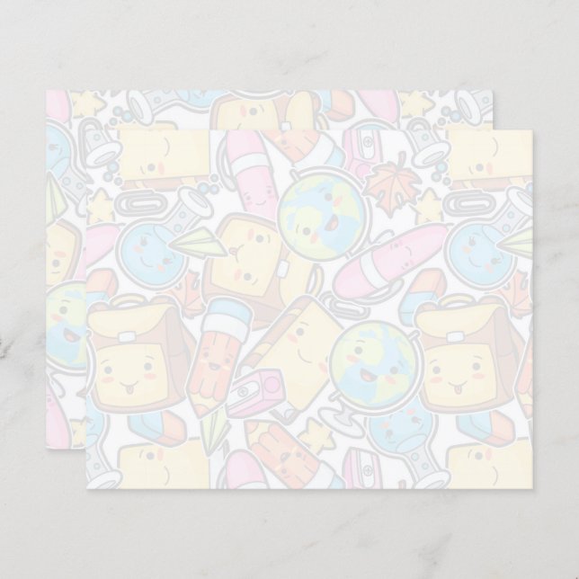 School Supplies Pattern Post-it Notes (Front/Back)