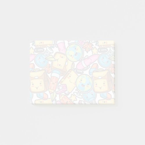 School Supplies Pattern Post_it Notes