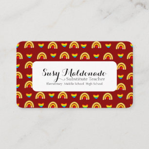 School Supplies Pattern Substitute Teacher  Business Card