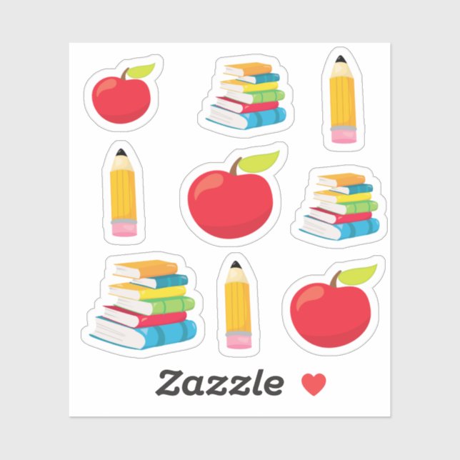 School supplies pencils and books sticker (Sheet)