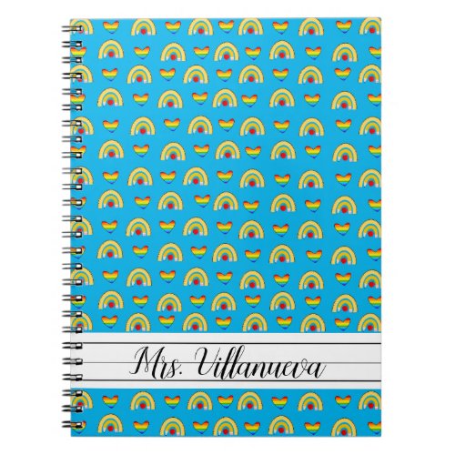 School Supplies with Rainbow Hearts Pattern Notebook