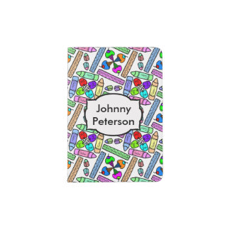 School Supply Art Pattern Personalizable Passport Holder