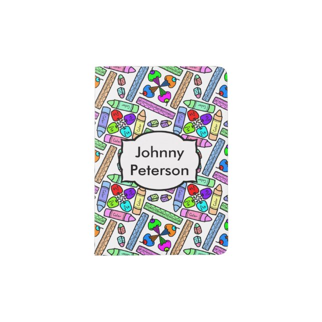 School Supply Art Pattern Personalizable Passport Holder (Front)