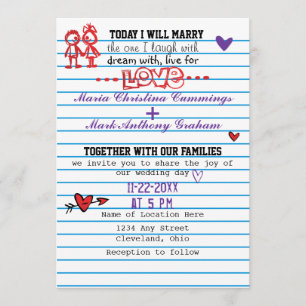 School Sweethearts Wedding Invitation