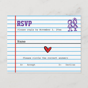 School Sweethearts Wedding Response Card