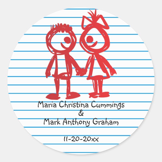 School Sweethearts Wedding Sticker (Front)