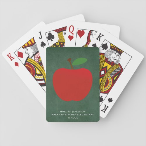 School Teacher Apple Chalkboard Custom Classroom Poker Cards