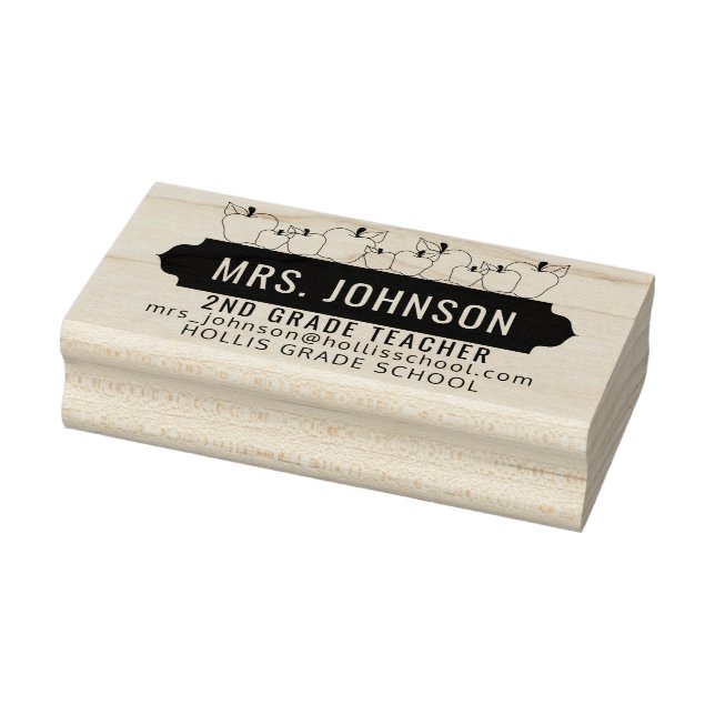 School Teacher - Apple Design Rubber Stamp (Stamp)
