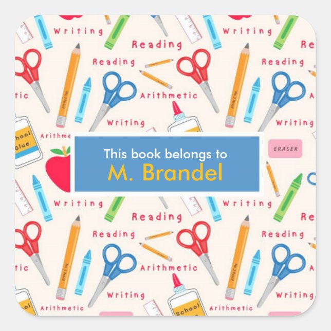 School Teacher Book Personalized Stickers (Front)