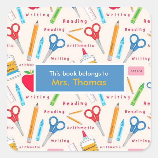 School Teacher Book Personalized Stickers (Front)