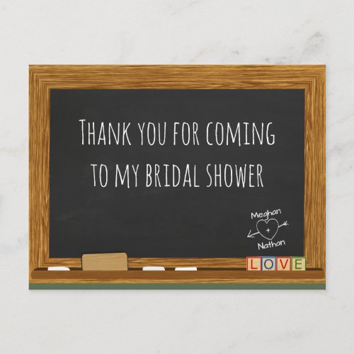 School Teacher Bridal Shower Thank You Postcard