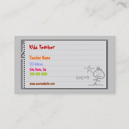 Customizable School Teacher Business Cards