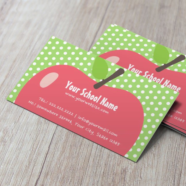 School Teacher Childcare Cute Apple Business Card (Creator Uploaded)