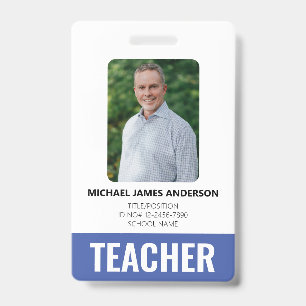 School Teacher Custom Employee ID Badge