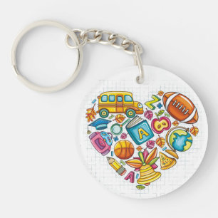 School Teacher Customized Keychain - See Back