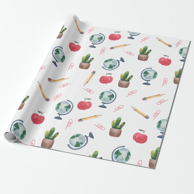 School teacher cute bright wrapping paper (Unrolled)