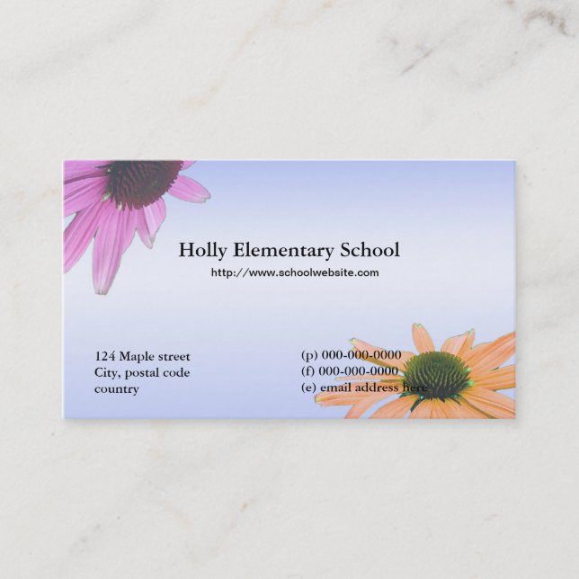 School teacher daisy flowers business card (Front)