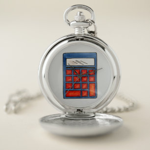 School Teacher Education Math Nerd Calculator Pocket Watch