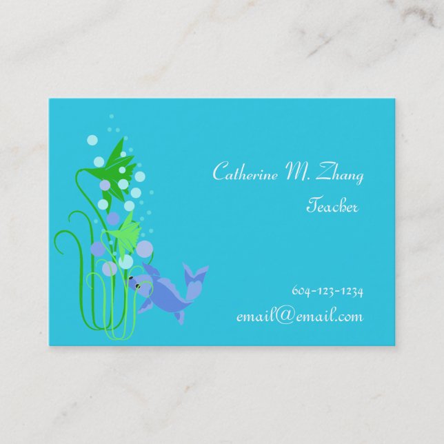 school teacher, fish, water business card (Front)