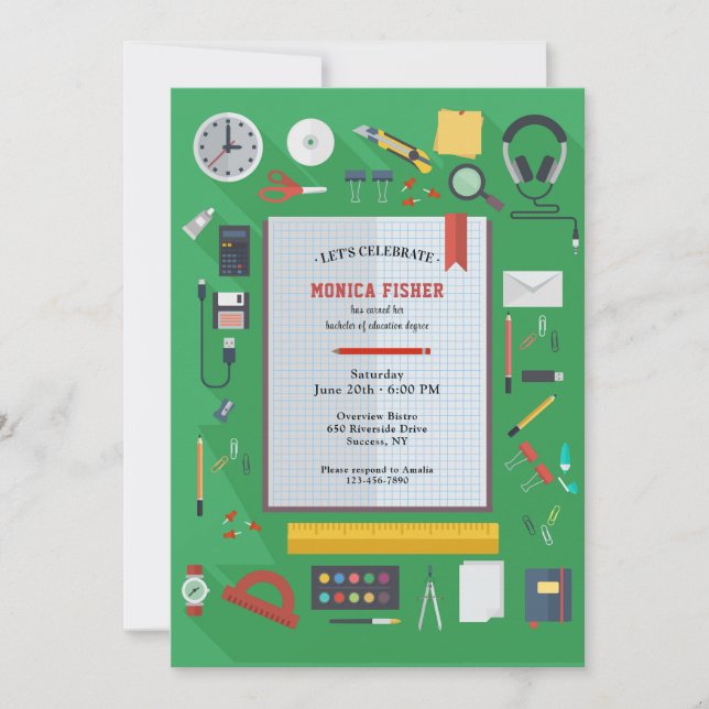 School Teacher Graduation Party Invitation (Front)