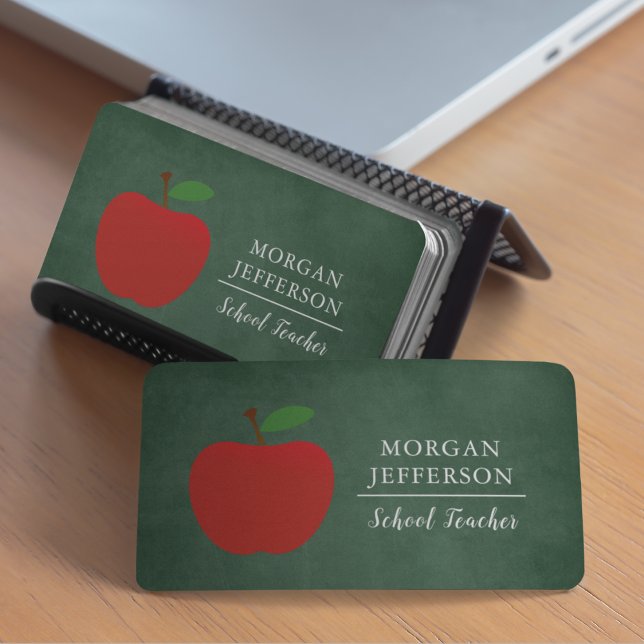 School Teacher Green Chalkboard Modern Business Card (Creator Uploaded)