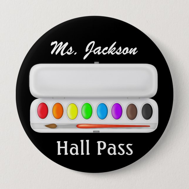 School Teacher Hall Pass - SRF Pinback Button (Front)
