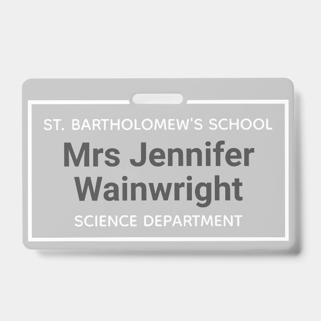 School Teacher Identity Name Badge (Front)