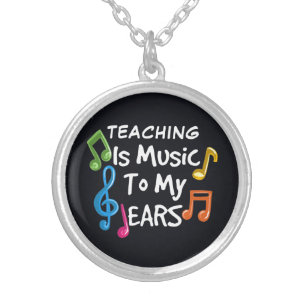 School Teacher Music To My Ears Custom Silver Plated Necklace