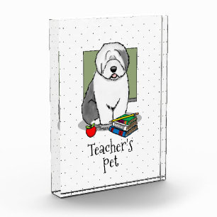 School Teacher Old English Sheepdog (Gray 1) Cute Acrylic Award
