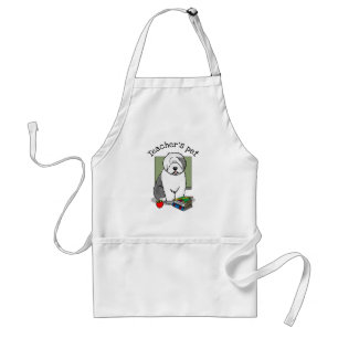 School Teacher Old English Sheepdog (Gray 1) Cute Adult Apron