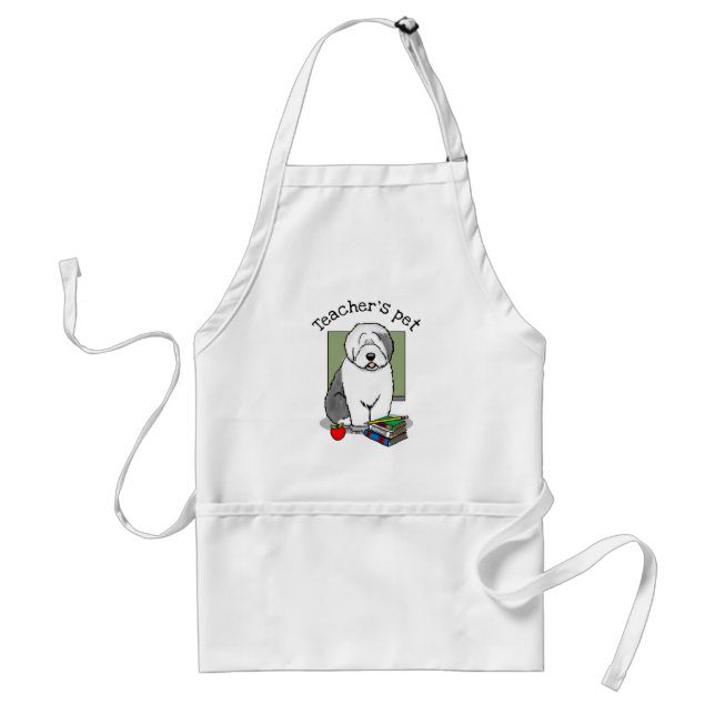 School Teacher Old English Sheepdog (Gray 1) Cute Adult Apron (Front)