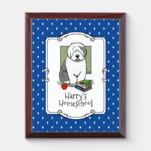 School Teacher Old English Sheepdog (Gray 1) Cute Award Plaque