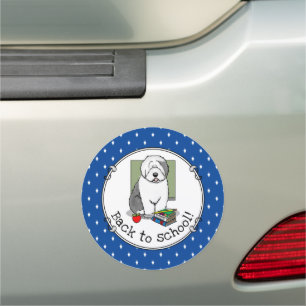 School Teacher Old English Sheepdog (Gray 1) Cute Car Magnet