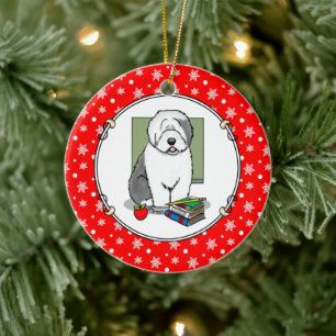 School Teacher Old English Sheepdog (Gray 1) Cute Ceramic Ornament