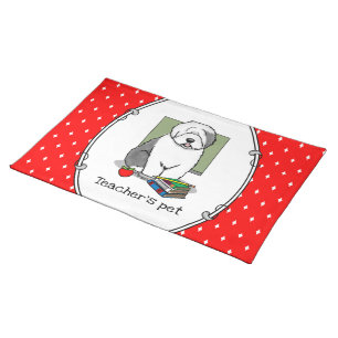 School Teacher Old English Sheepdog (Gray 1) Cute Cloth Placemat
