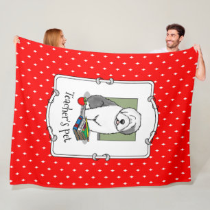School Teacher Old English Sheepdog (Gray 1) Cute Fleece Blanket