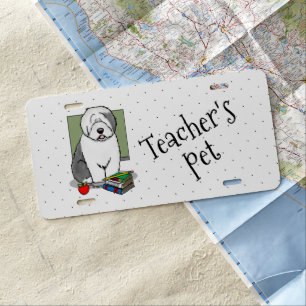 School Teacher Old English Sheepdog (Gray 1) Cute License Plate