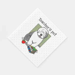 School Teacher Old English Sheepdog (Gray 1) Cute Napkins