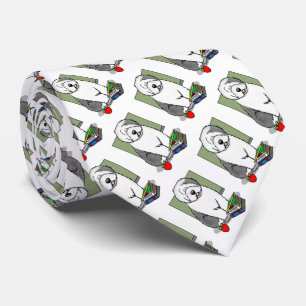 School Teacher Old English Sheepdog (Gray 1) Cute Neck Tie