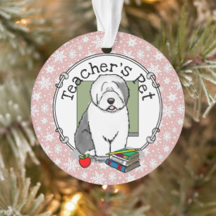 School Teacher Old English Sheepdog (Gray 1) Cute Ornament