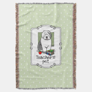 School Teacher Old English Sheepdog (Gray 1) Cute Throw Blanket