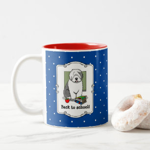 School Teacher Old English Sheepdog (Gray 1) Cute Two-Tone Coffee Mug