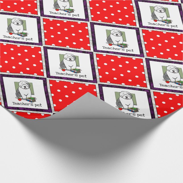 School Teacher Old English Sheepdog (Gray 1) Cute Wrapping Paper (Corner)