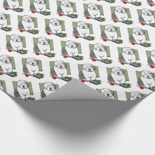 School Teacher Old English Sheepdog (Gray 1) Cute Wrapping Paper