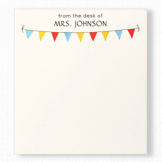 School Teacher or Coach Colorful Bunting Flags Notepad